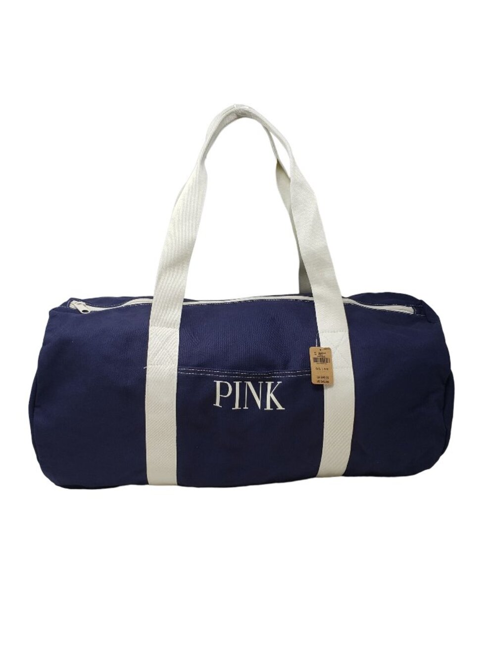 Victorias Secret Pink Navy Blue Canvas Duffle Bag With White Straps